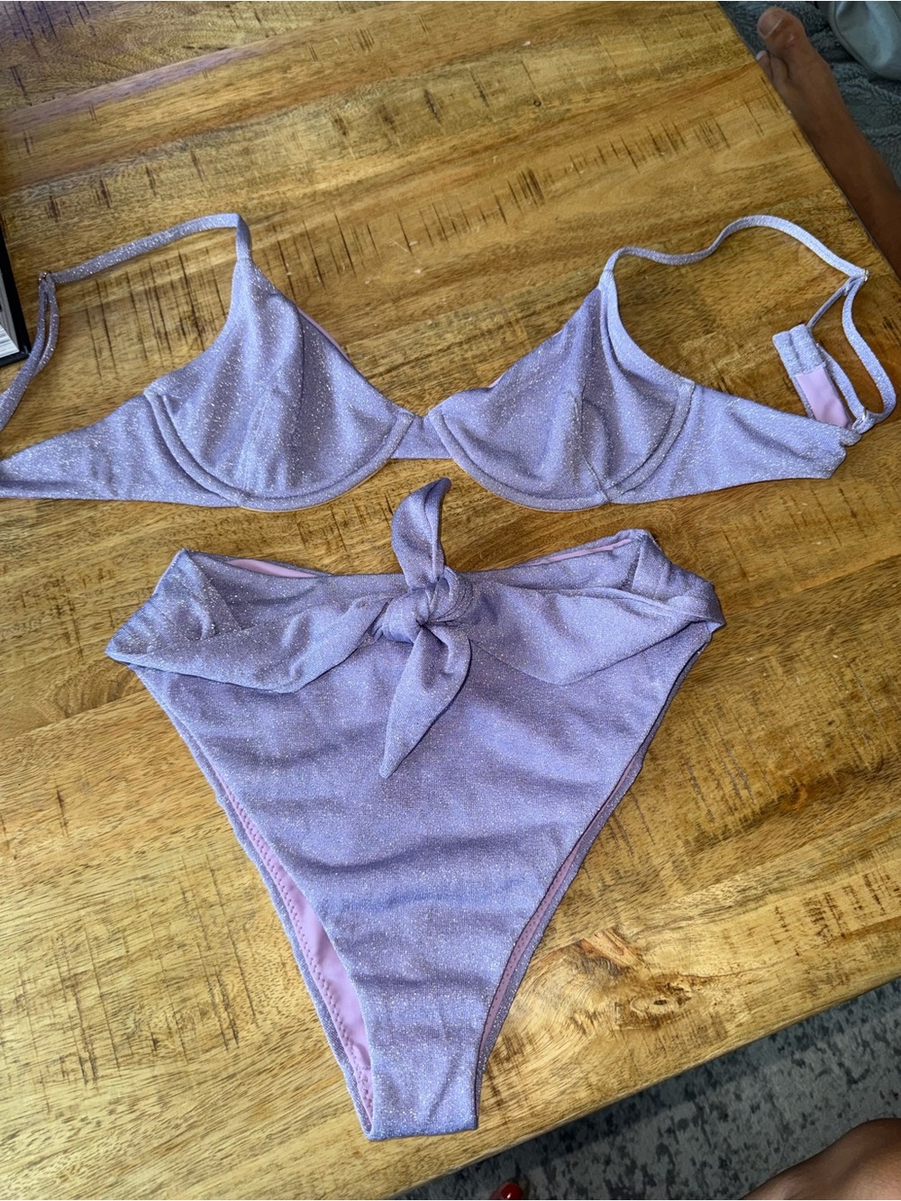 Montce purple Shimmer sparkle High-Waist Bikini Set - M